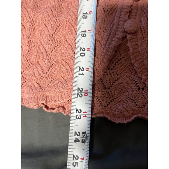 Y2K Ruffle crochet cardigan size Small pink button-down JH Collection - Picture 5 of 6